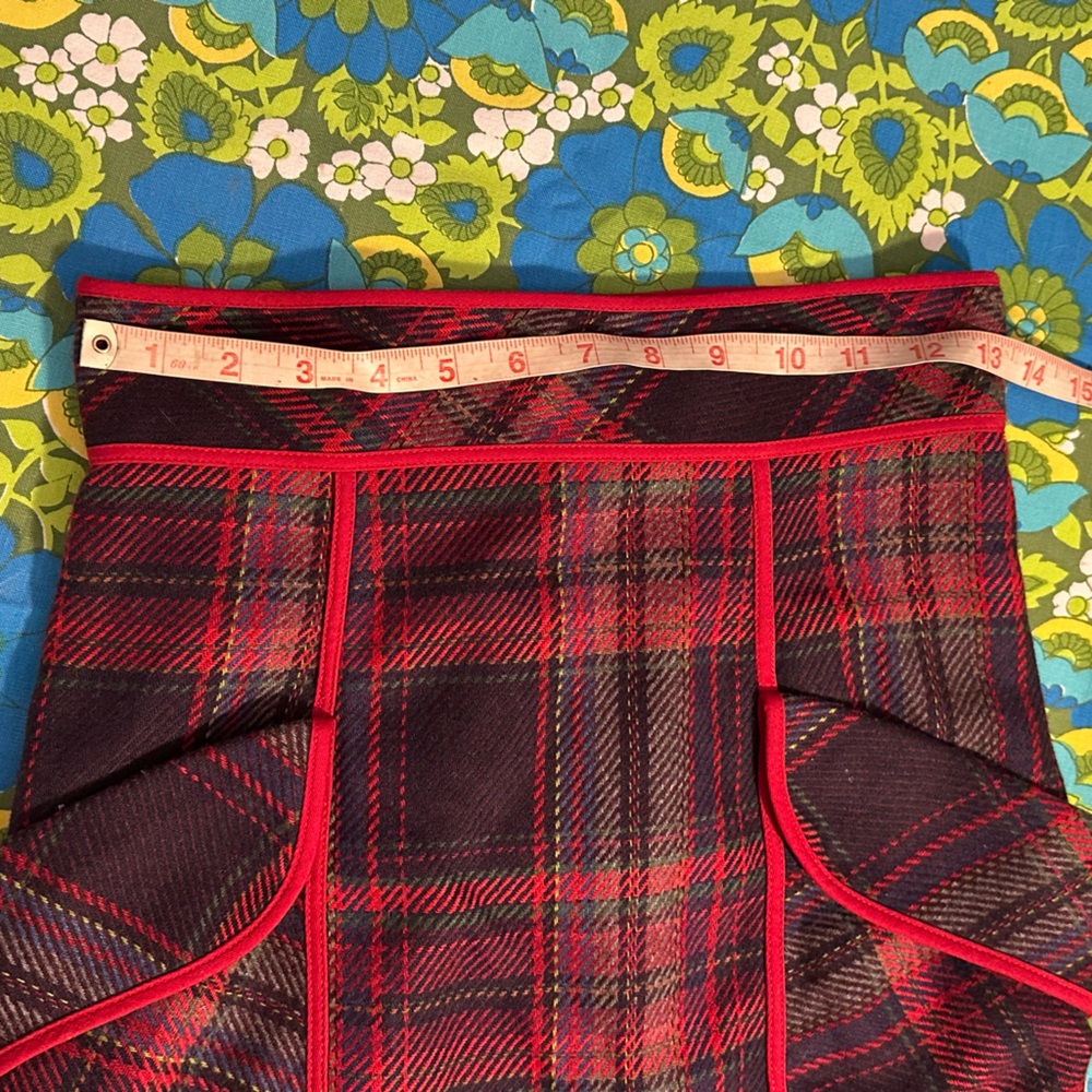 PLENTY by Tracy Reese Anthropologie Wool Midi Skirt Red Black Plaid Pockets SZ 2 - Picture 15 of 16